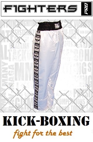 FIGHT-FIT - Kickboxing Pants / Satin / White / Large