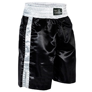 FIGHT-FIT - Pantaloncini da Boxe Lunghi / Nero-Bianco / XL