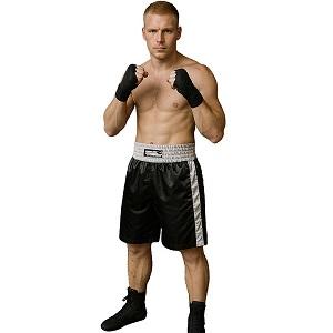 FIGHT-FIT - Short de Boxe Long / Noir-Blanc / Medium