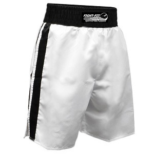 FIGHT-FIT - Short de Boxe / Blanc-Noir / Large