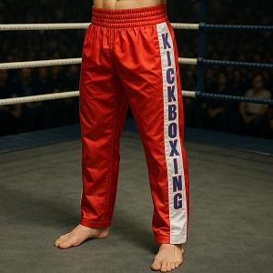 FIGHT-FIT - Pantalon de Kick-boxing / Satiné / Rouge / XXS