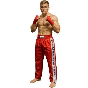 FIGHT-FIT - Pantalon de Kick-boxing / Satiné / Rouge / XXS