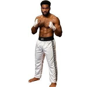 FIGHTERS - Pantalon de Kick-boxing / Satiné / Blanc / XL
