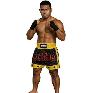 FIGHTERS - Shorts de Muay Thai / Noir-Jaune / Medium
