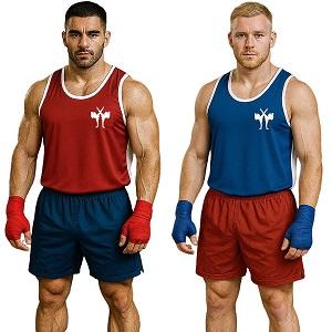 FIGHTERS - Maillot de Boxe / Reversable / Rouge + Bleu / Large
