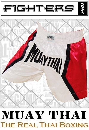 FIGHTERS - Muay Thai Shorts / White-Red / Medium