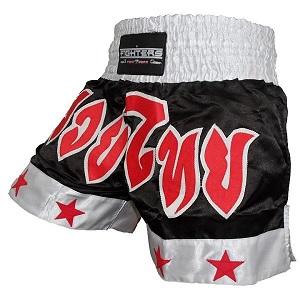 FIGHTERS - Shorts de Muay Thai / Noir-Blanc / Large