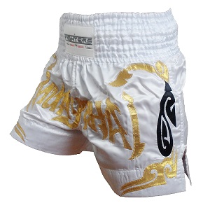 FIGHTERS - Muay Thai Shorts / White-Gold / Large