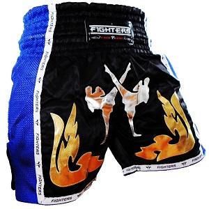 FIGHTERS - Shorts de boxe thai / Elite Fighters / Noir-Bleu / Medium