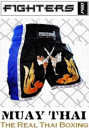 FIGHTERS - Thai Boxing Shorts / Elite Fighters / Black-Blue / XL