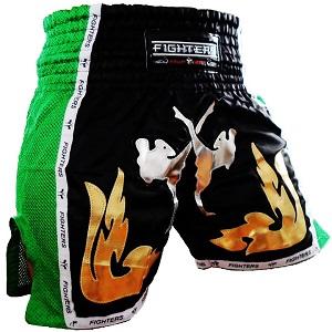 FIGHTERS - Shorts de boxe thai / Elite Fighters / Noir-Vert / Medium