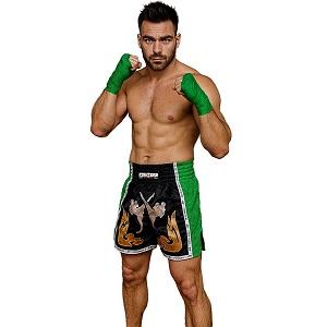 FIGHTERS - Shorts de boxe thai / Elite Fighters / Noir-Vert / Medium