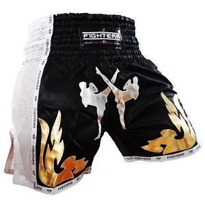 FIGHTERS - Shorts de boxe thai / Elite Fighters / Noir-Blanc / Medium