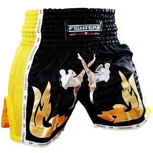 FIGHTERS - Shorts de boxe thai / Elite Fighters / Noir-Jaune / Medium