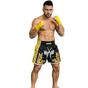 FIGHTERS - Shorts de boxe thai / Elite Fighters / Noir-Jaune / Medium
