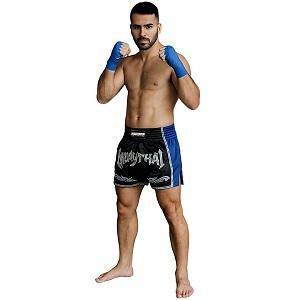 FIGHTERS - Shorts de boxe thai / Elite Pro Muay Thai / Noir-Bleu / Large