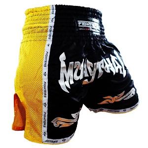 FIGHTERS - Shorts de boxe thai / Elite Muay Thai / Noir-Jaune / Medium