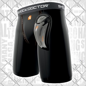Shock Doctor - Short a compressione con Bioflex inguinale / Nero / Large