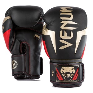 Venum - Boxing Gloves / Elite / Black-Gold-Red / 12 oz