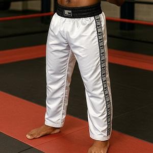 FIGHTERS - Pantalon de Kick-boxing / Satiné / Blanc / XL